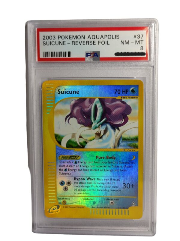 Pokemon: Suicune - Aquapolis Reverse Foil, 2003 (Graded PSA 8)