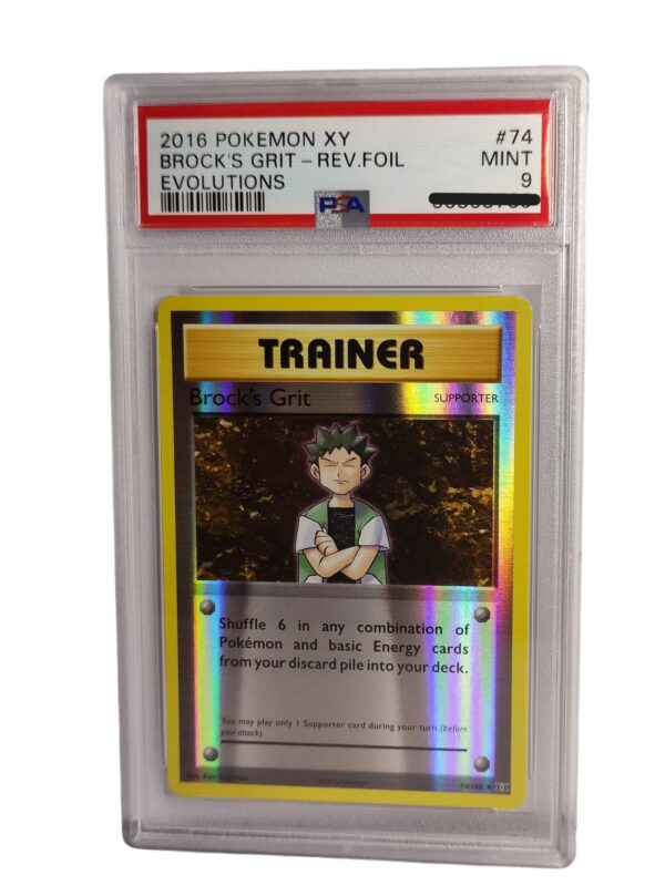 Pokemon: Brock's Grit - Evolutions Reverse holo, 2016 (Graded PSA 9)