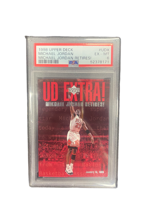 1998 Upper Deck Michael Jordan Michael Jordan Retires! PSA 6