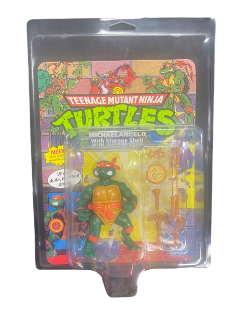 1991 TMNT Michelangelo With Storage Shell Action Figure - Clamp Shell Protector