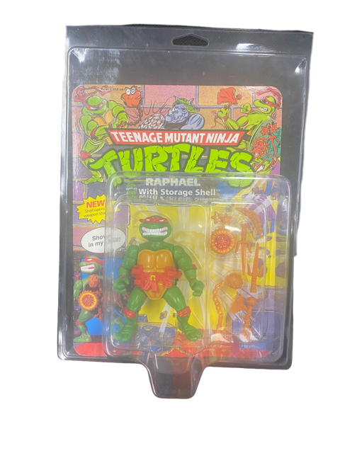 1991 TMNT Raphael With Storage Shell Action Figure -  Clamp Shell Protector